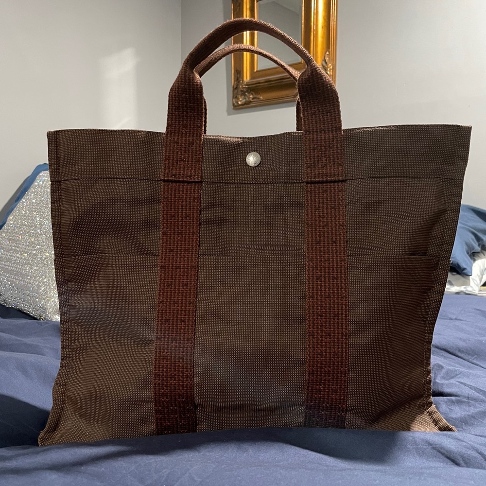 Brown Canvas Hermès Vintage Tote